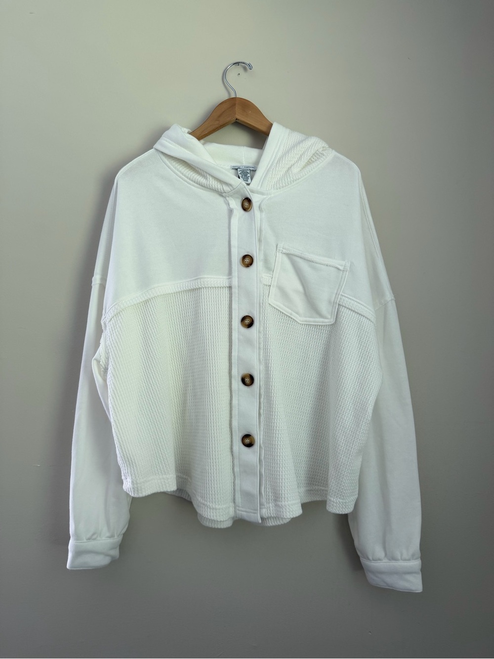 Better Together White Hooded Button shacket